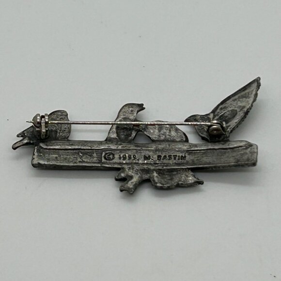 Pewter Bird Brooch M Bastian Vintage Pin 1999 Nature-Inspired Design - Picture 11 of 16